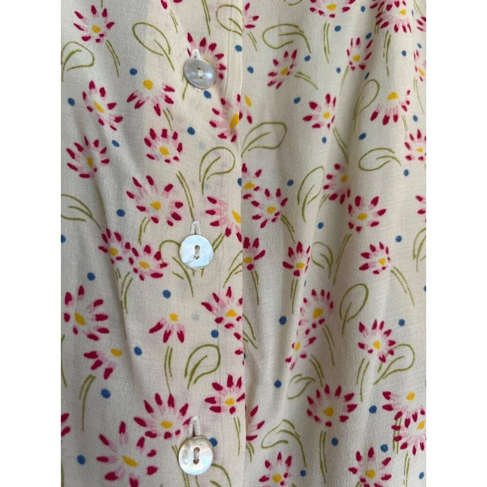Vintage American Eagle Floral Print Mini Skirt Size 8 Faux Button Pockets